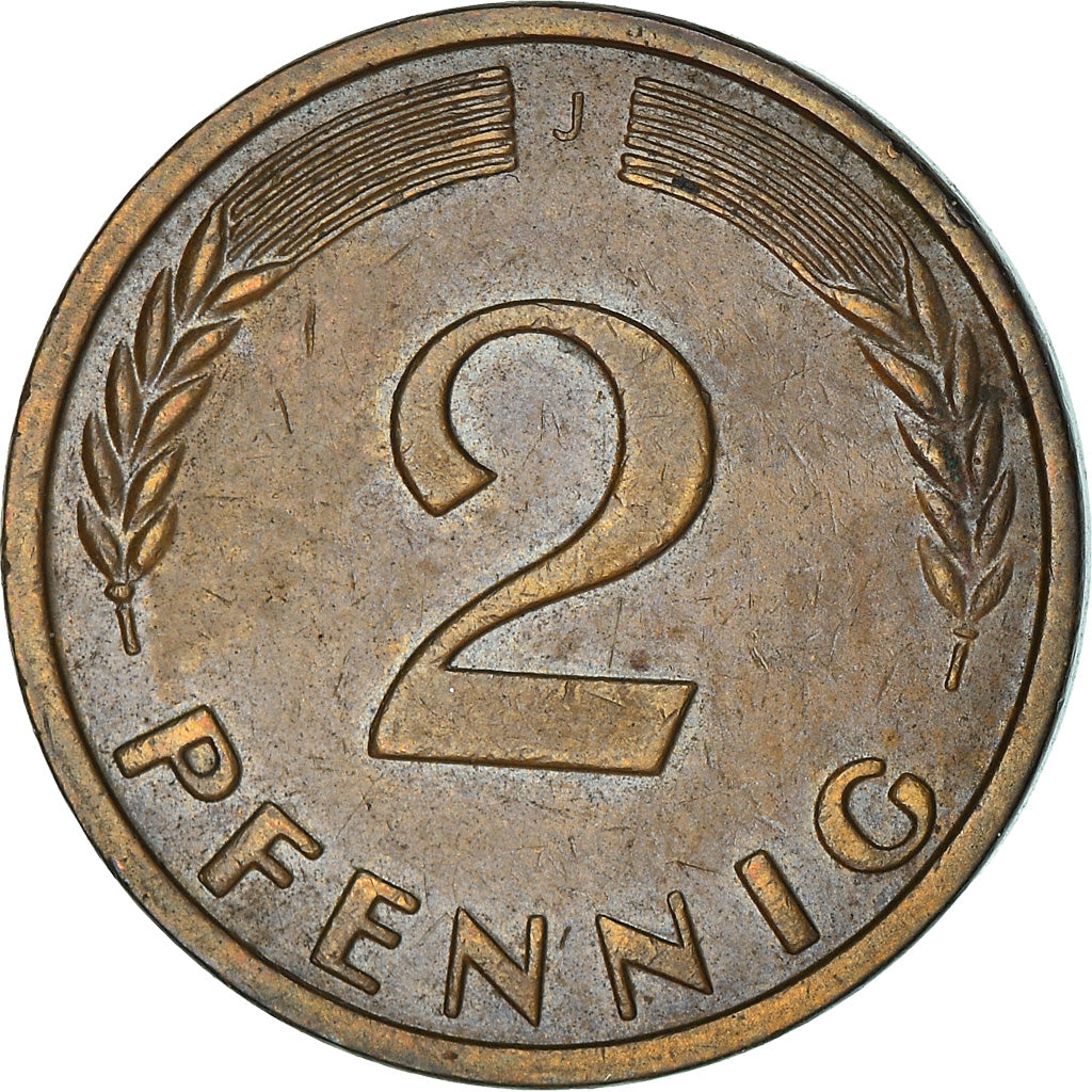 Moneta, GERMANIA - REPUBBLICA FEDERALE, 2 Pfennig, 1962, Hambourg, MB+, Bronzo