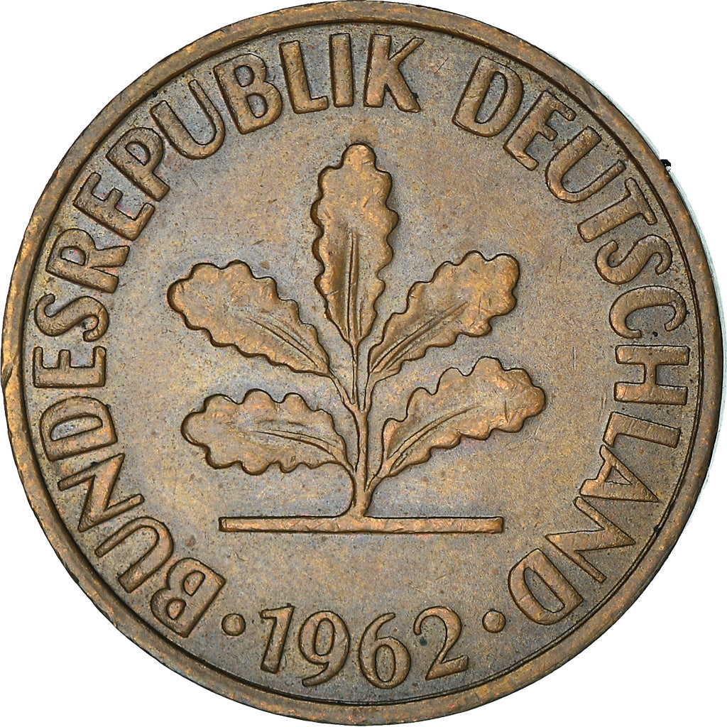 Moneta, GERMANIA - REPUBBLICA FEDERALE, 2 Pfennig, 1962, Karlsruhe, BB+, Bronzo