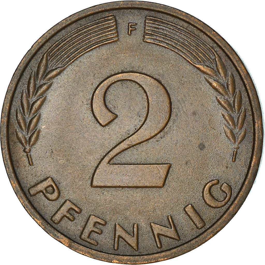 Moneta, GERMANIA - REPUBBLICA FEDERALE, 2 Pfennig, 1966, Stuttgart, BB+, Bronzo