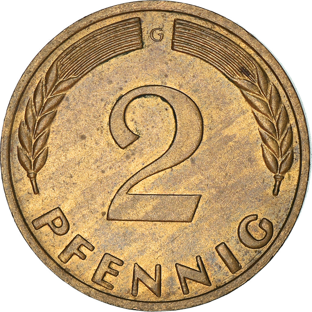 Moneta, GERMANIA - REPUBBLICA FEDERALE, 2 Pfennig, 1966, Karlsruhe, BB+, Bronzo