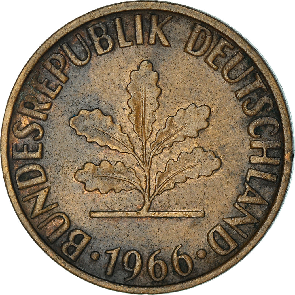 Münze, Bundesrepublik Deutschland, 2 Pfennig, 1966, Karlsruhe, S+, Bronze