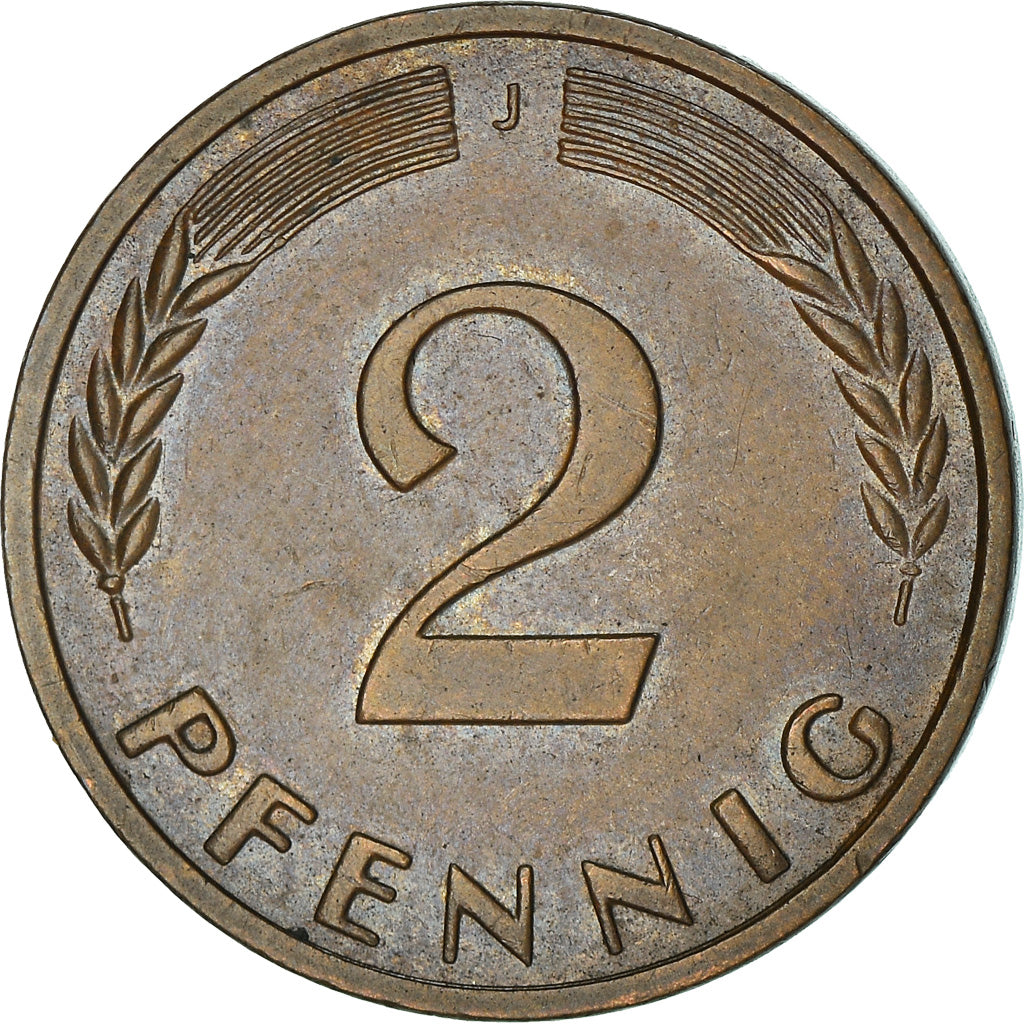 Coin, GERMANY - FEDERAL REPUBLIC, 2 Pfennig, 1966, Hambourg, AU(50-53), Bronze