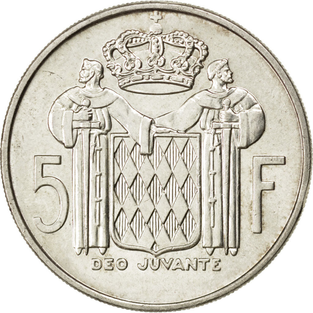 MONACO, 5 Francs, 1966, KM #141, AU(55-58), Silver, Gadoury #152, 11.99