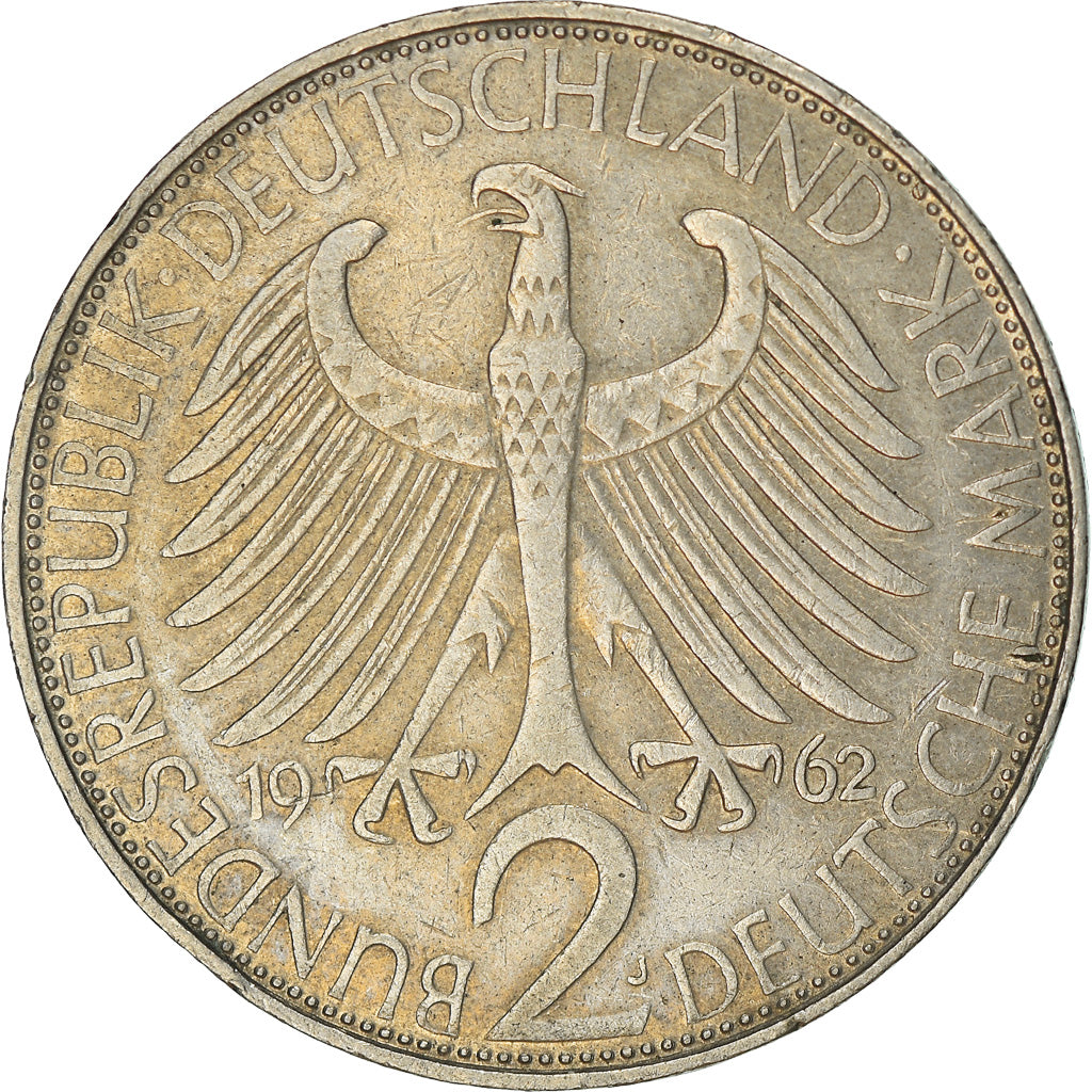 Coin, GERMANY - FEDERAL REPUBLIC, 2 Mark, 1962, Hambourg, EF(40-45)