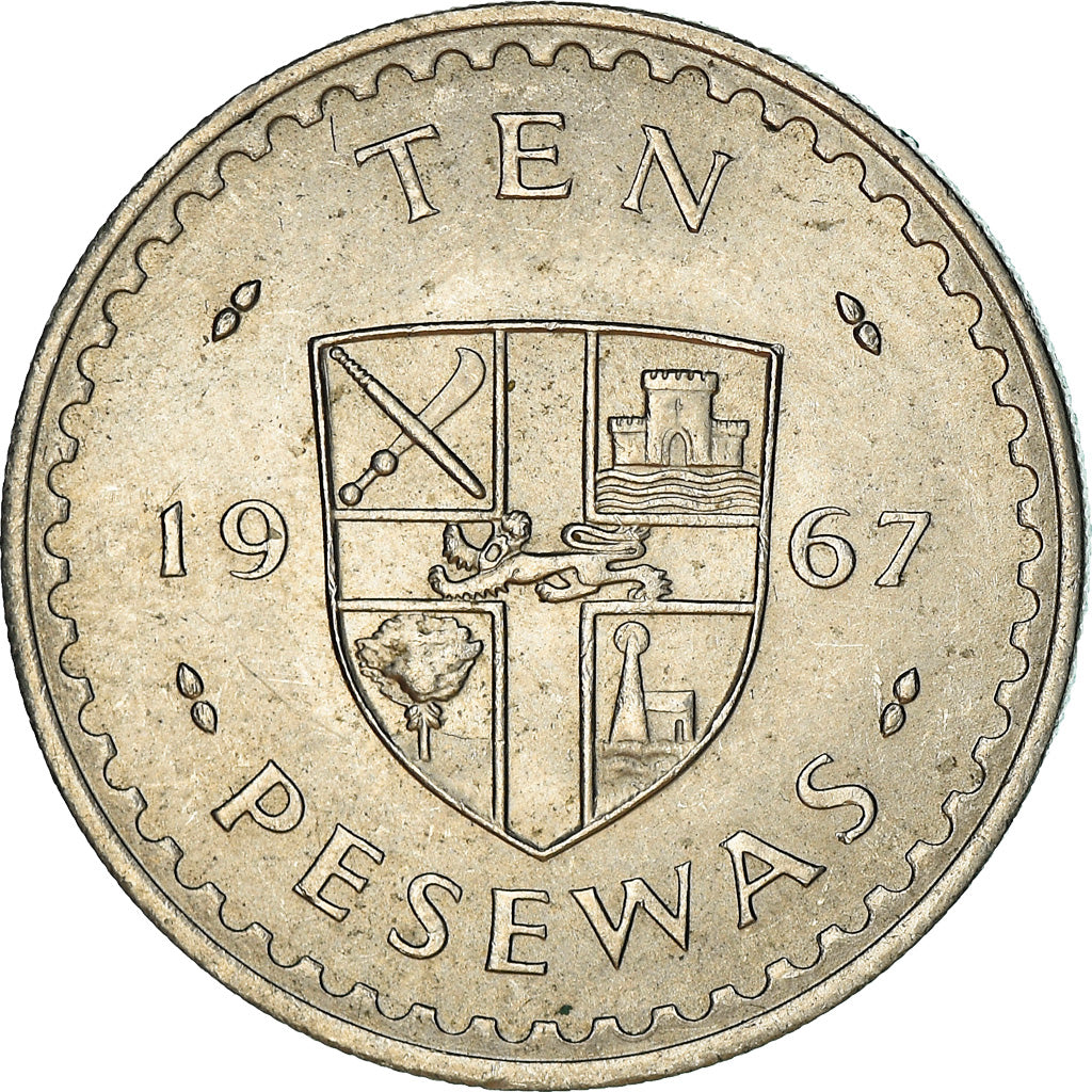 Monnaie, Ghana, 10 Pesewas, 1967, TTB+, Copper-nickel, KM:16