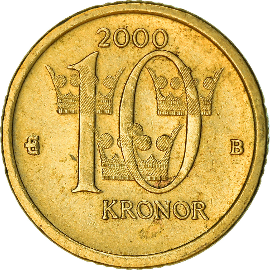 Munten, Zweden, Carl XVI Gustaf, 10 Kronor, 2000, ZF, Copper-Aluminum-Zinc