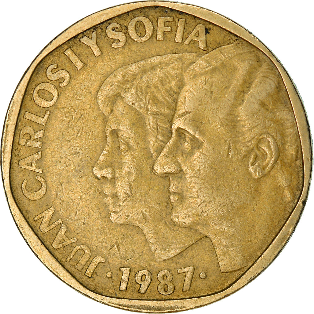 Coin, Spain, Juan Carlos I, 500 Pesetas, 1987, EF(40-45), Aluminum-Bronze