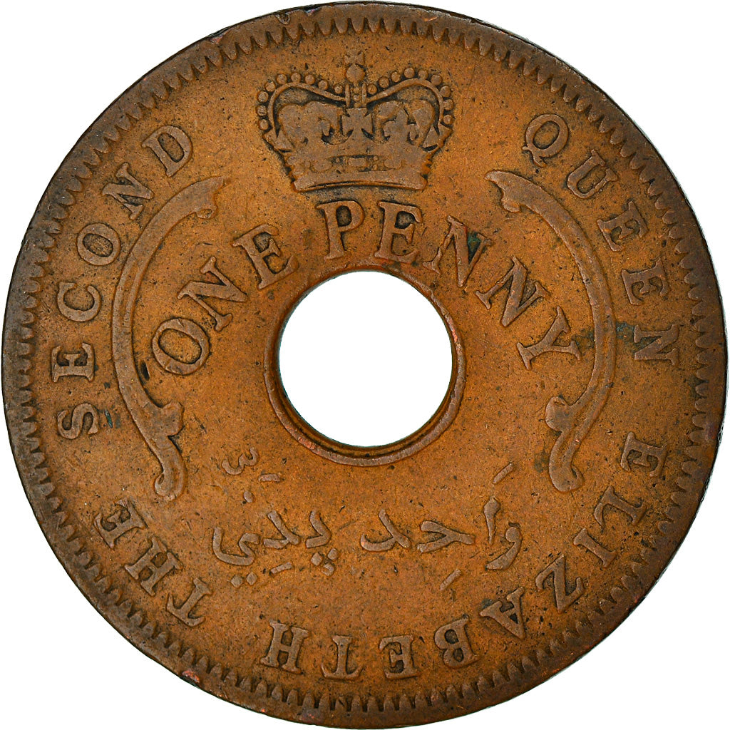 Coin, Nigeria, Elizabeth II, Penny, 1959, EF(40-45), Bronze, KM:2
