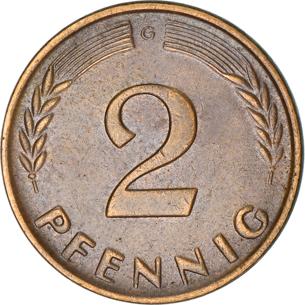 Coin, GERMANY - FEDERAL REPUBLIC, 2 Pfennig, 1961, Karlsruhe, AU(50-53), Bronze