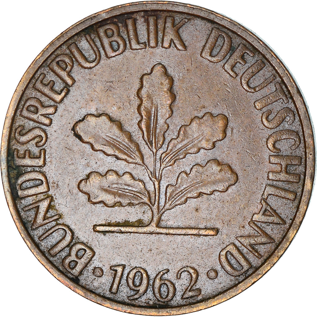 Moneta, GERMANIA - REPUBBLICA FEDERALE, 2 Pfennig, 1962, Karlsruhe, MB+, Bronzo
