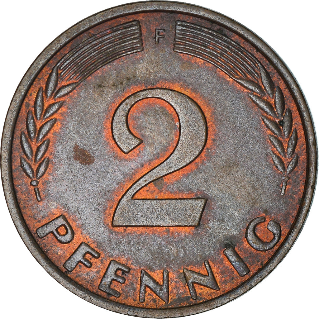 Moneta, GERMANIA - REPUBBLICA FEDERALE, 2 Pfennig, 1966, Stuttgart, MB, Bronzo