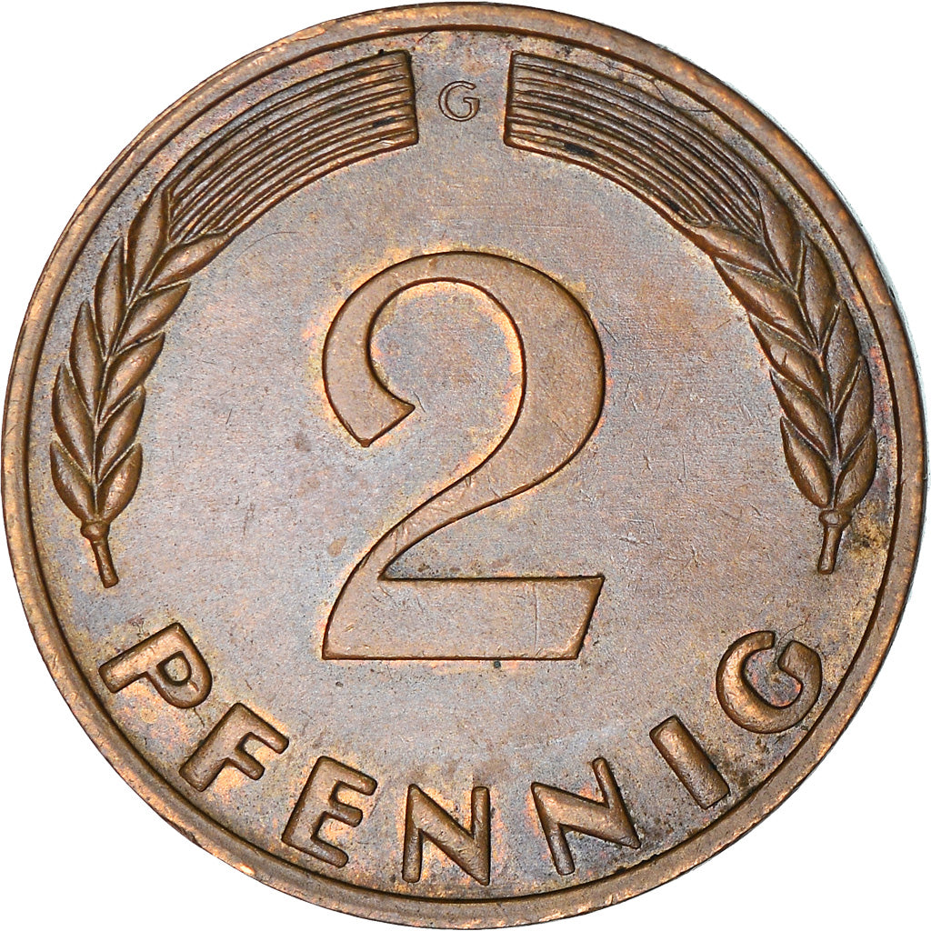 Moneta, GERMANIA - REPUBBLICA FEDERALE, 2 Pfennig, 1966, Karlsruhe, MB+, Bronzo