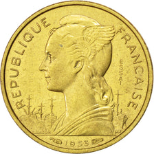 MADAGASCAR, 10 Francs, 1953, Paris, KM #E4, AU(55-58), Aluminum-Bronze,...