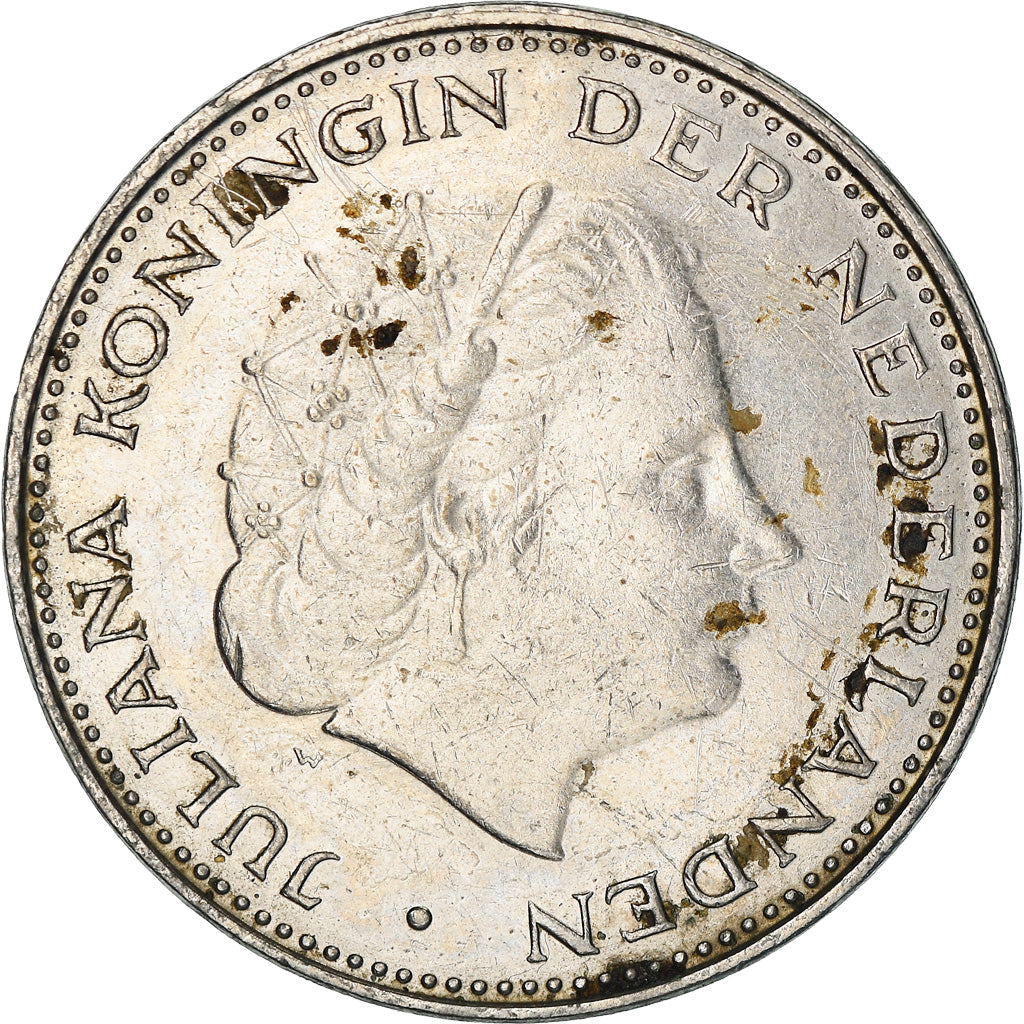 Coin, Netherlands, Juliana, 2-1/2 Gulden, 1969, VF(20-25), Nickel, KM:191