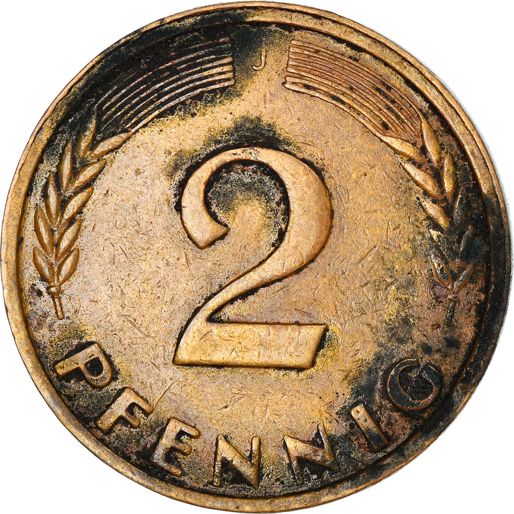 Moneta, GERMANIA - REPUBBLICA FEDERALE, 2 Pfennig, 1950, Hambourg, MB, Bronzo