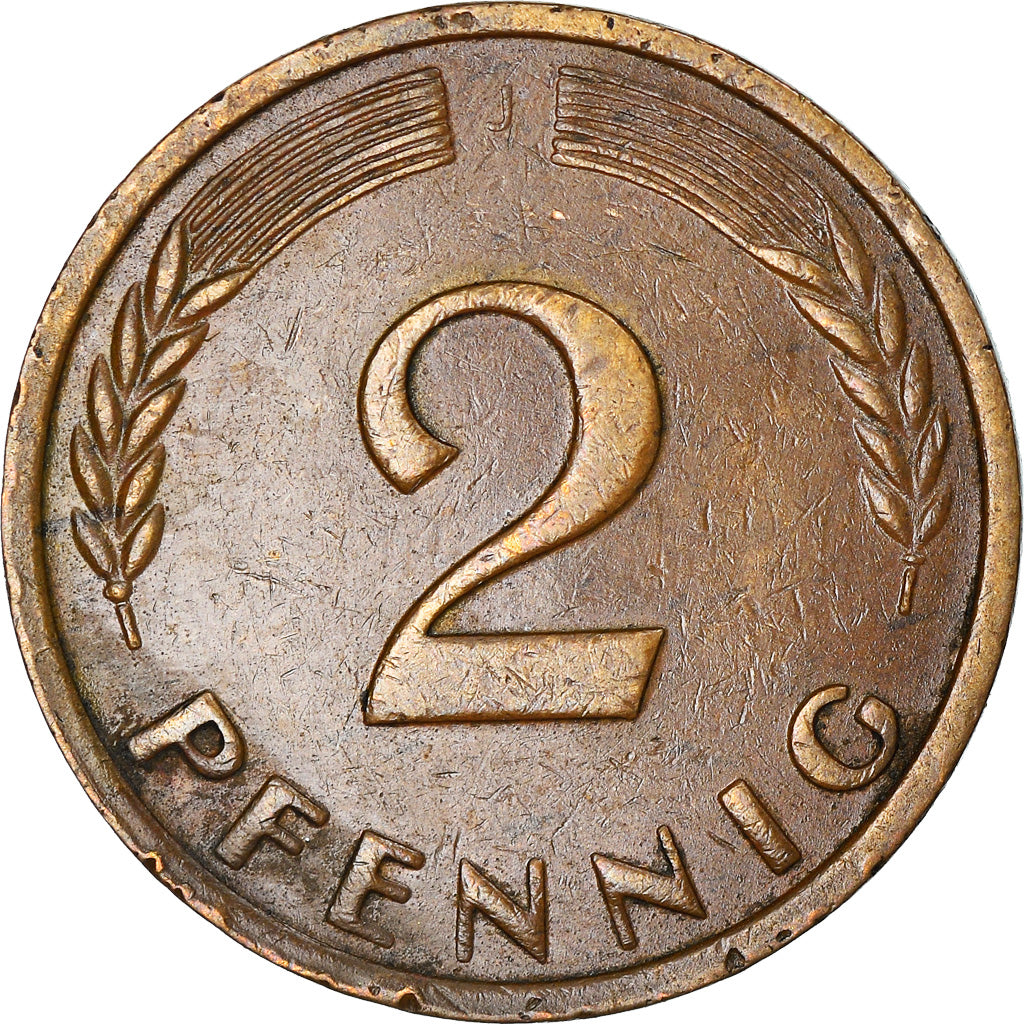 Moneta, GERMANIA - REPUBBLICA FEDERALE, 2 Pfennig, 1950, Hambourg, MB+, Bronzo