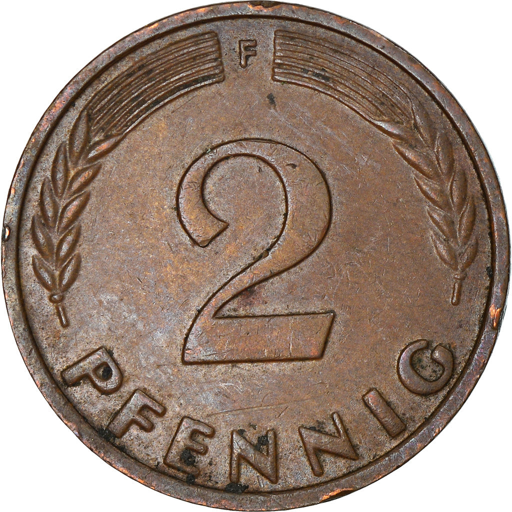 Moneta, GERMANIA - REPUBBLICA FEDERALE, 2 Pfennig, 1958, Stuttgart, MB+, Bronzo