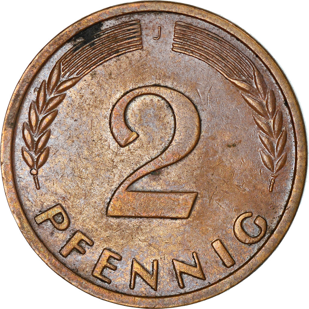 Moneta, GERMANIA - REPUBBLICA FEDERALE, 2 Pfennig, 1959, Hambourg, MB+, Bronzo
