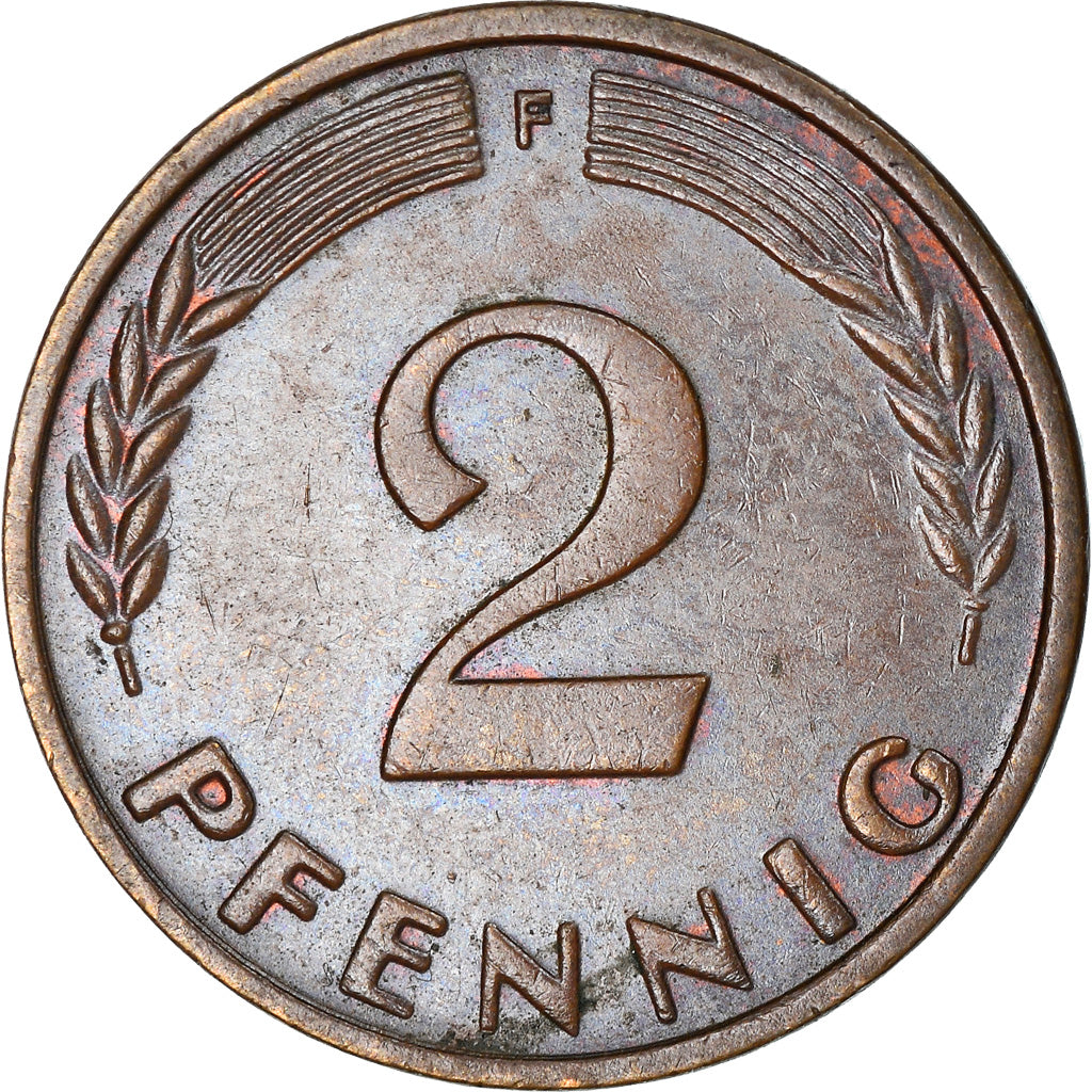Moneta, GERMANIA - REPUBBLICA FEDERALE, 2 Pfennig, 1960, Stuttgart, BB, Bronzo