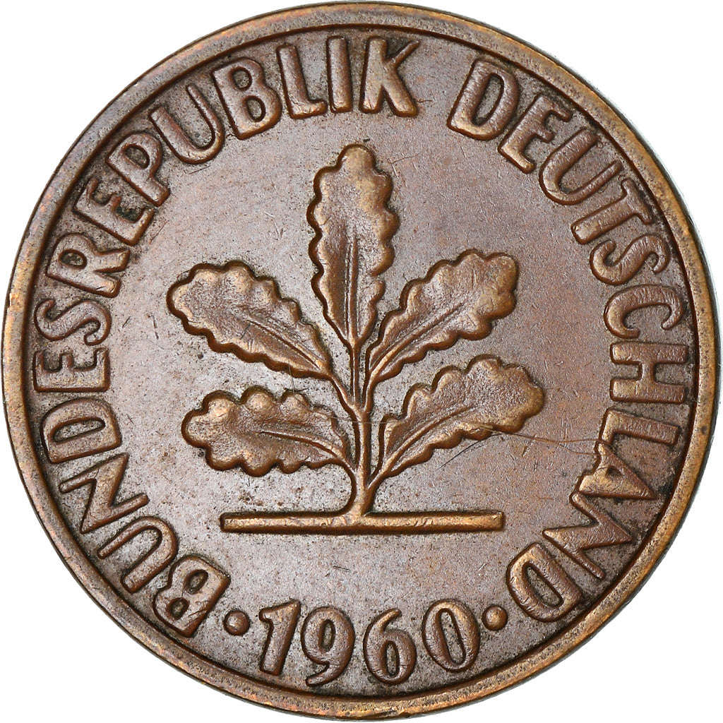Monnaie, République fédérale allemande, 2 Pfennig, 1960, Stuttgart, TTB+