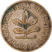Munten, Federale Duitse Republiek, 2 Pfennig, 1960, Hambourg, ZF, Bronze, KM:106