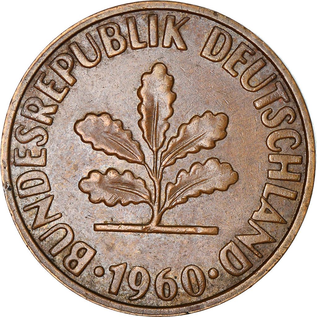 Monnaie, République fédérale allemande, 2 Pfennig, 1960, Hambourg, TTB