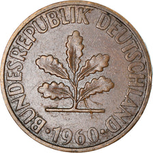 Coin, GERMANY - FEDERAL REPUBLIC, 2 Pfennig, 1960, Munich, EF(40-45), Bronze