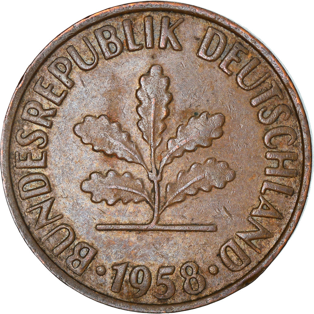 Moneta, GERMANIA - REPUBBLICA FEDERALE, 2 Pfennig, 1958, Hambourg, BB, Bronzo