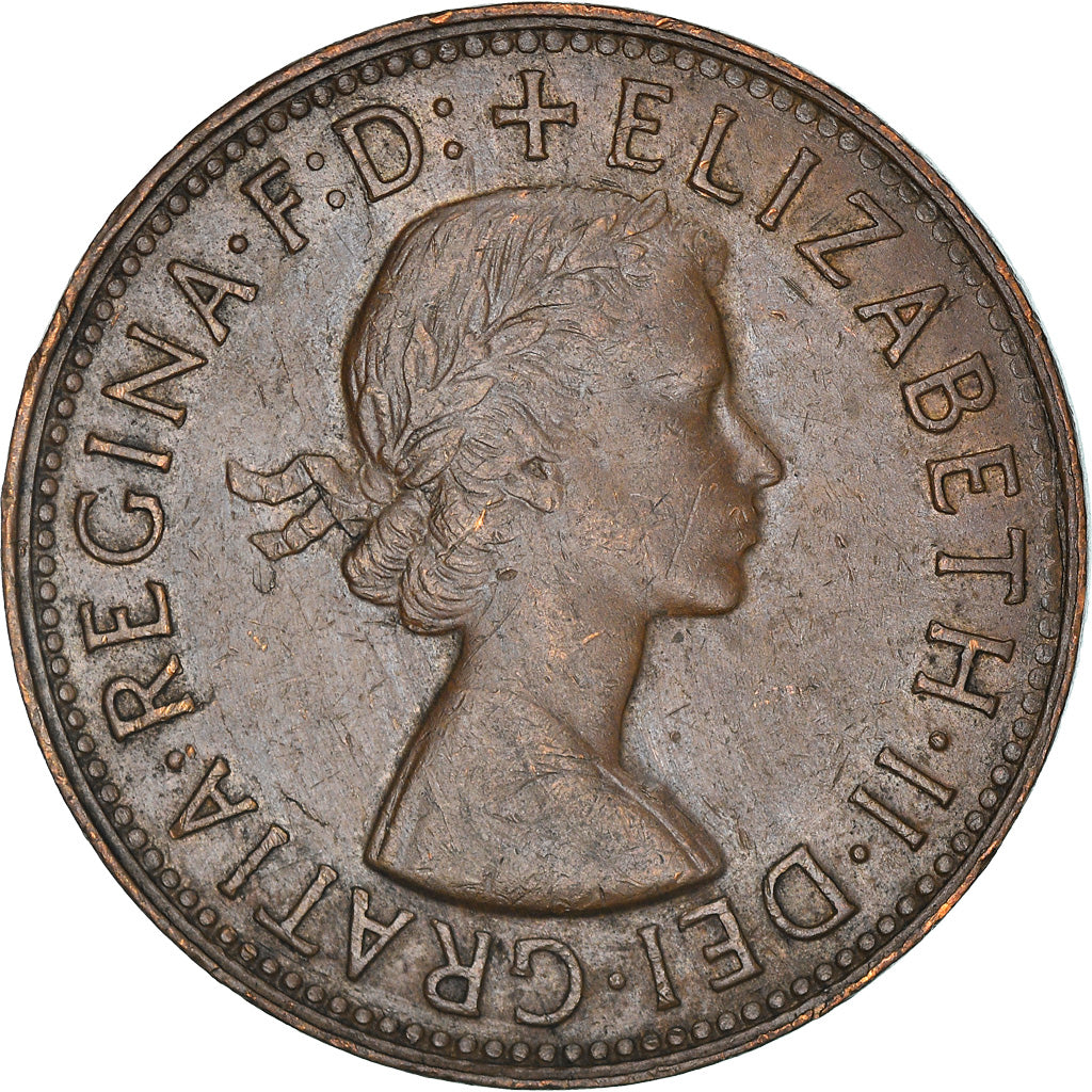 Coin, Australia, Elizabeth II, Penny, 1958, EF(40-45), Bronze, KM:56