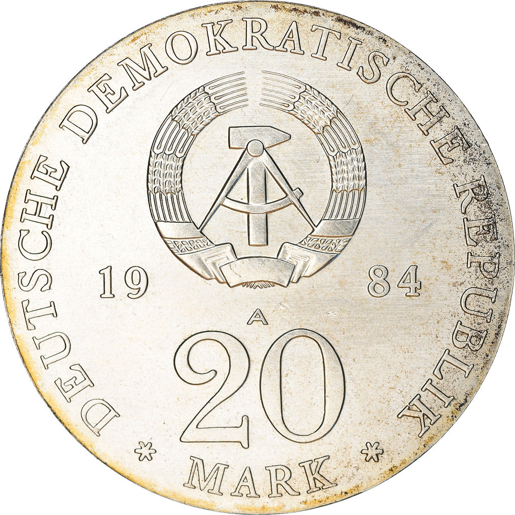 Moeda, ALEMANHA - REPÚBLICA DEMOCRÁTICA, 20 Mark, 1984, Berlin, Georg