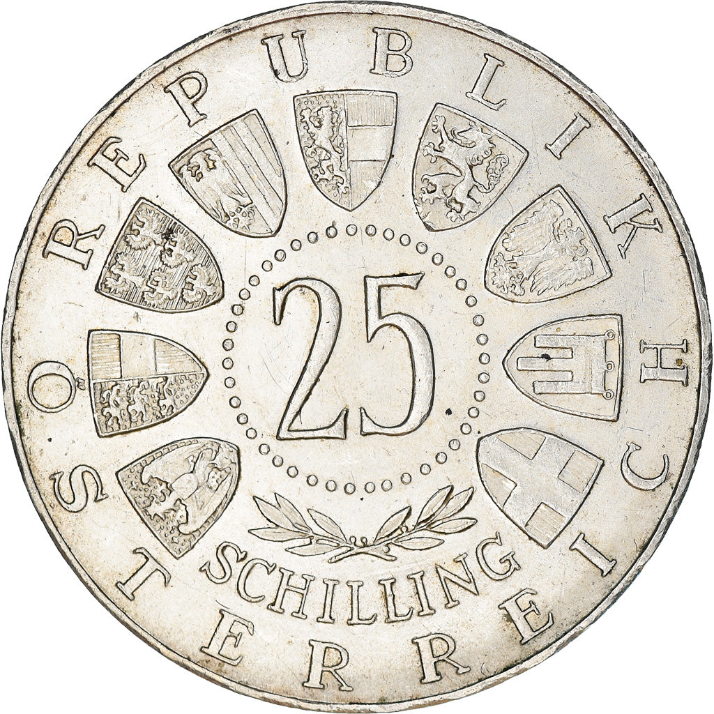 Coin, Austria, 25 Schilling, 1957, AU(50-53), Silver, KM:2883