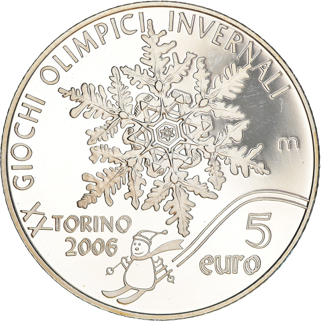 San Marino, 5 Euro, Jeux olympiques de Turin, 2006, Rome, BE, FDC, Zilver