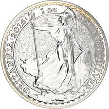 Coin, Great Britain, Britannia, 2 Pounds - 1 Oz, 2016, MS(65-70), Silver, KM:New