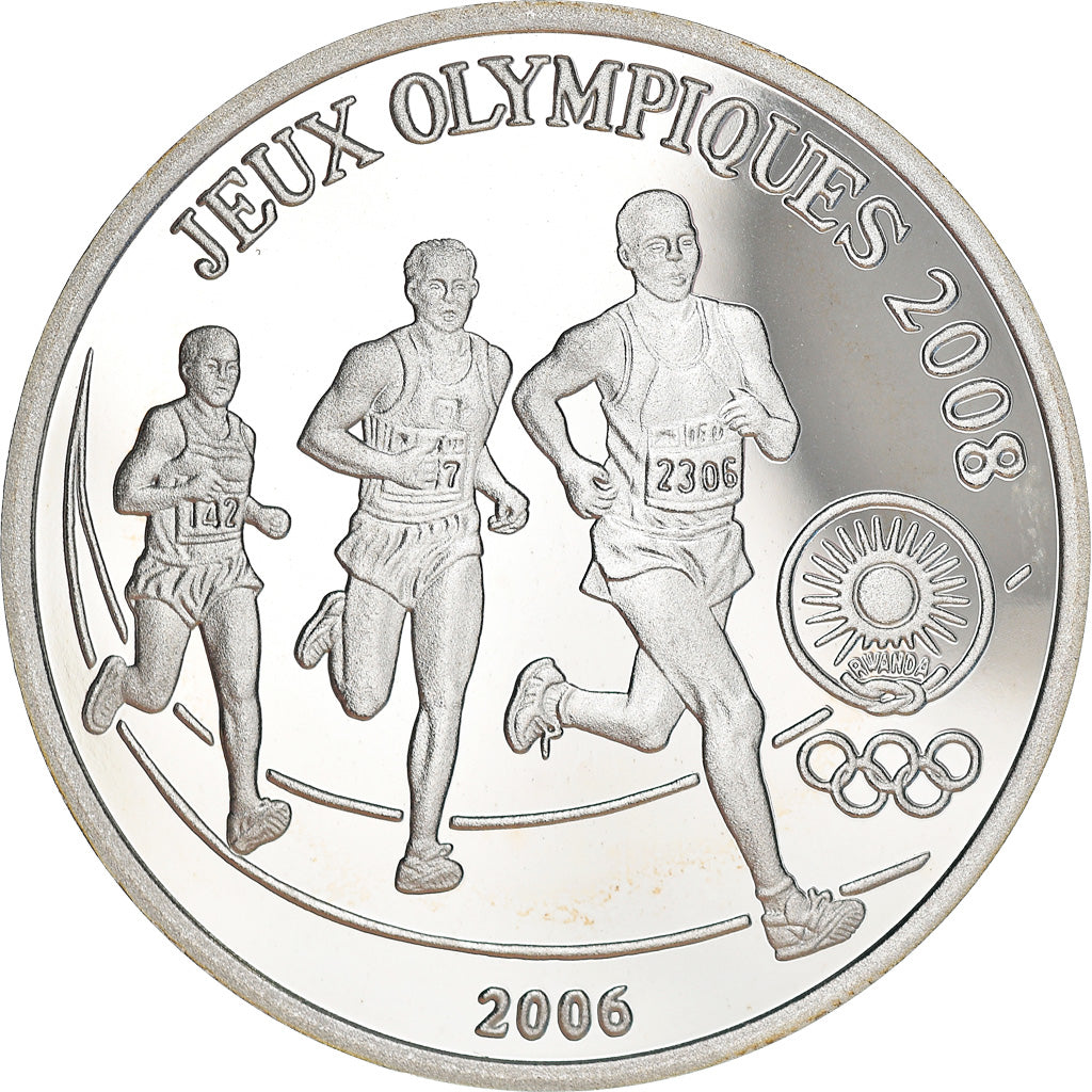 Monnaie, Rwanda, Jeux olympiques Pékin 2008, 500 Francs, 2006, BE, FDC, Argent