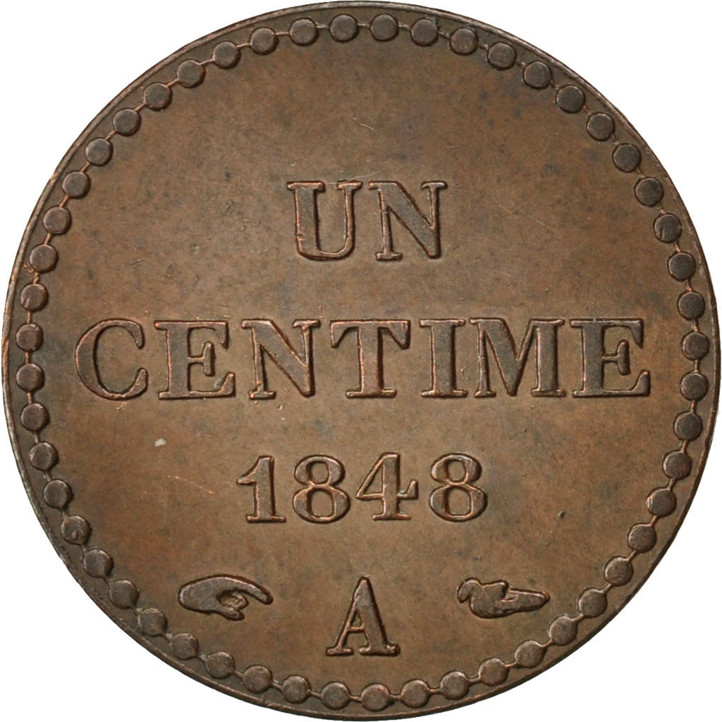 Francia, Dupré, Centime, 1848, Paris, BB, Bronzo, KM:754, Gadoury:84