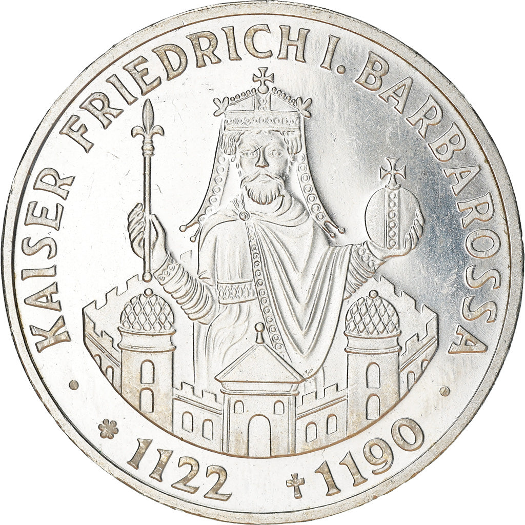 Coin, GERMANY - FEDERAL REPUBLIC, Friedrich I. Barbarossa, 10 Mark, 1990