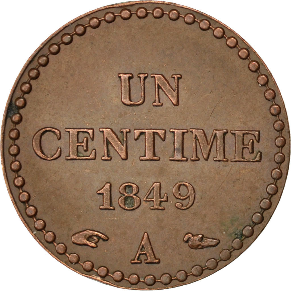FRANCE, Dupré, Centime, 1849, Paris, KM #754, EF(40-45), Bronze, Gadoury #84, 2.