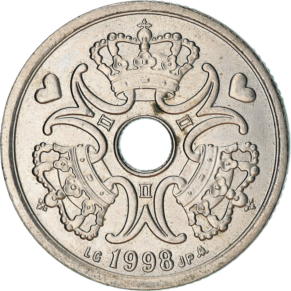 Coin, Denmark, Margrethe II, 2 Kroner, 1998, Copenhagen, AU(50-53)