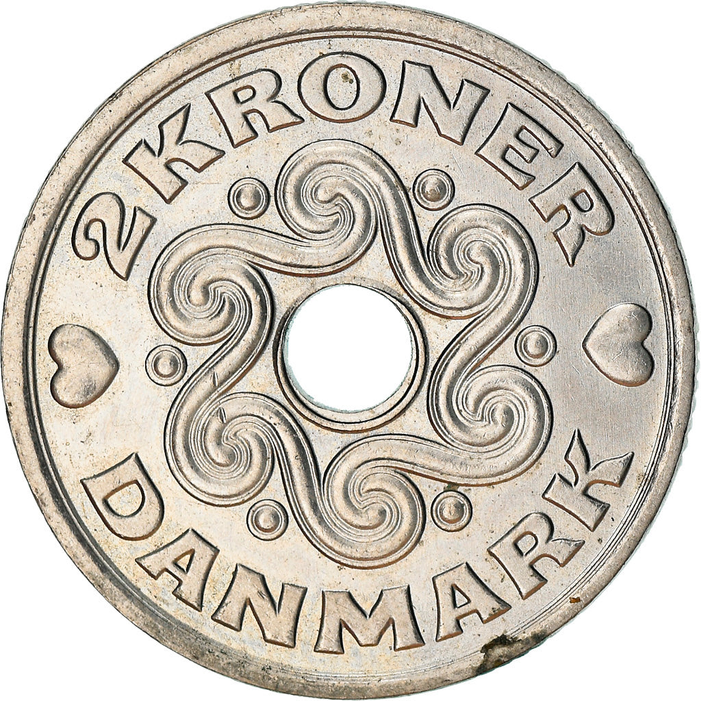 Coin, Denmark, Margrethe II, 2 Kroner, 1998, Copenhagen, AU(50-53)