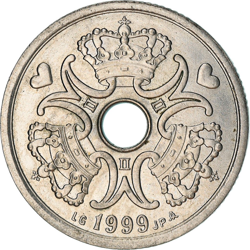 Moneta, Dania, Margrethe II, 2 Kroner, 1999, Copenhagen, AU(55-58)