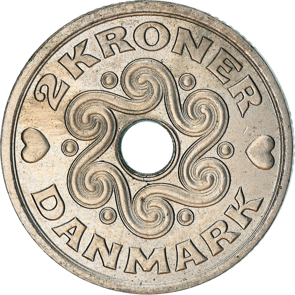 Moneta, Dania, Margrethe II, 2 Kroner, 1999, Copenhagen, AU(55-58)