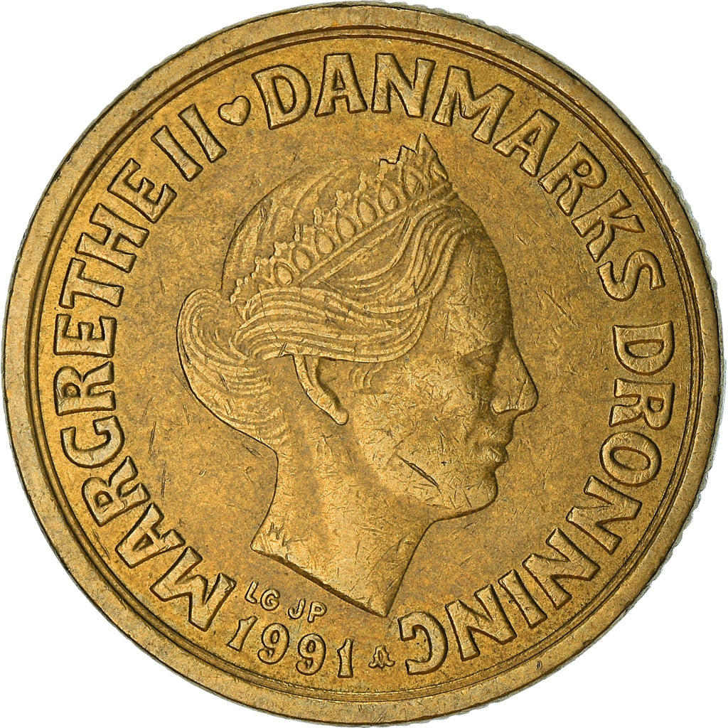 Coin, Denmark, Margrethe II, 20 Kroner, 1991, Copenhagen, EF(40-45)
