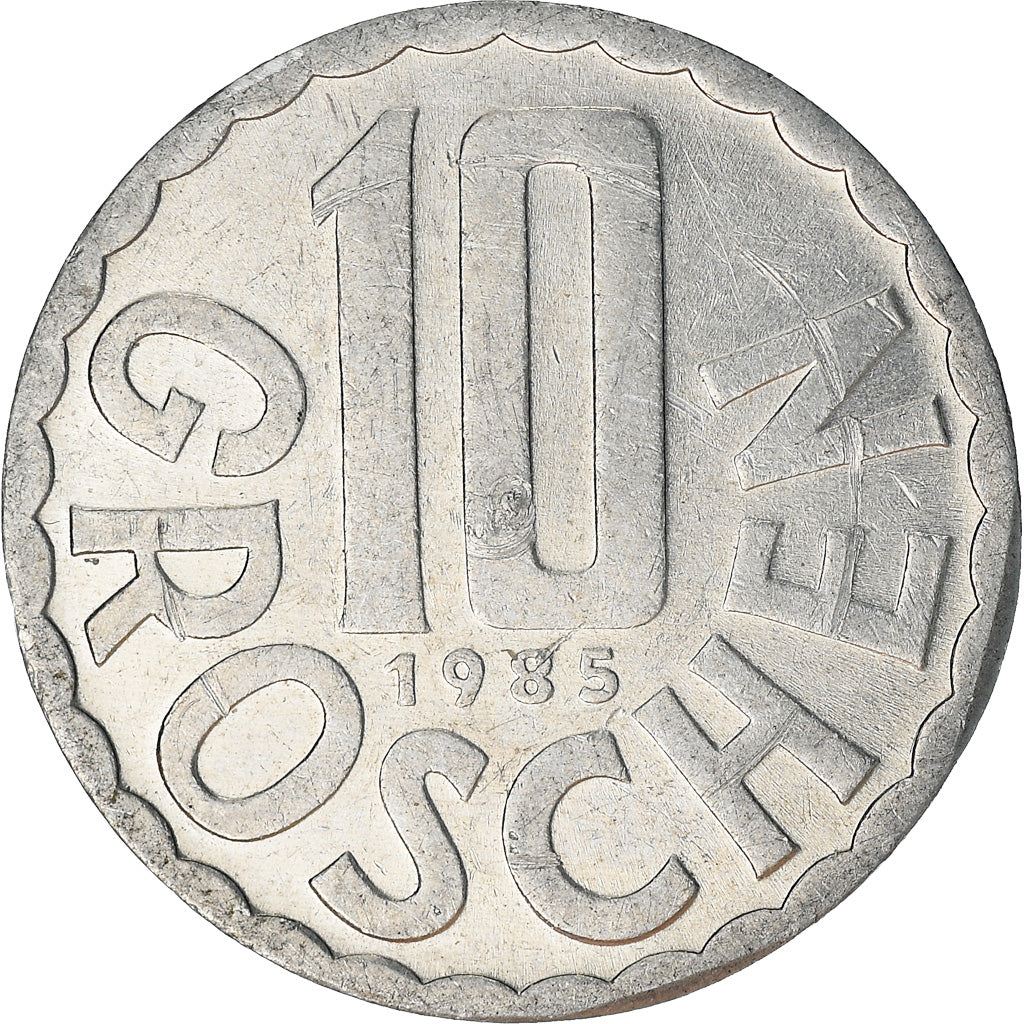 Moeda, Áustria, 10 Groschen, 1985, Vienna, VF(30-35), Alumínio, KM:2878