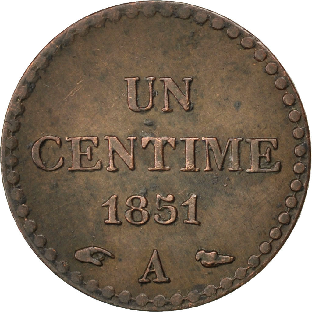 FRANCE, Dupré, Centime, 1851, Paris, KM #754, EF(40-45), Bronze, Gadoury #84, 1.