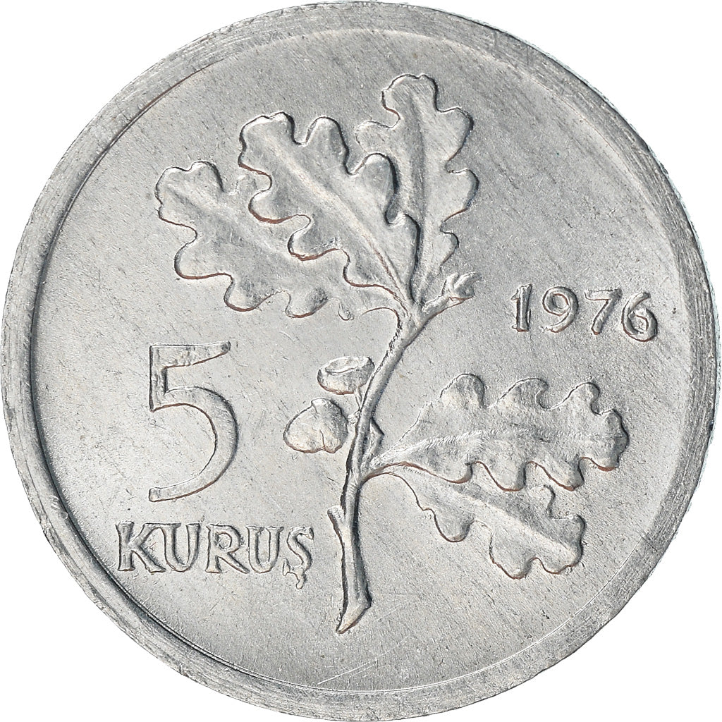 Coin, Turkey, 5 Kurus, 1976, EF(40-45), Aluminum, KM:890a