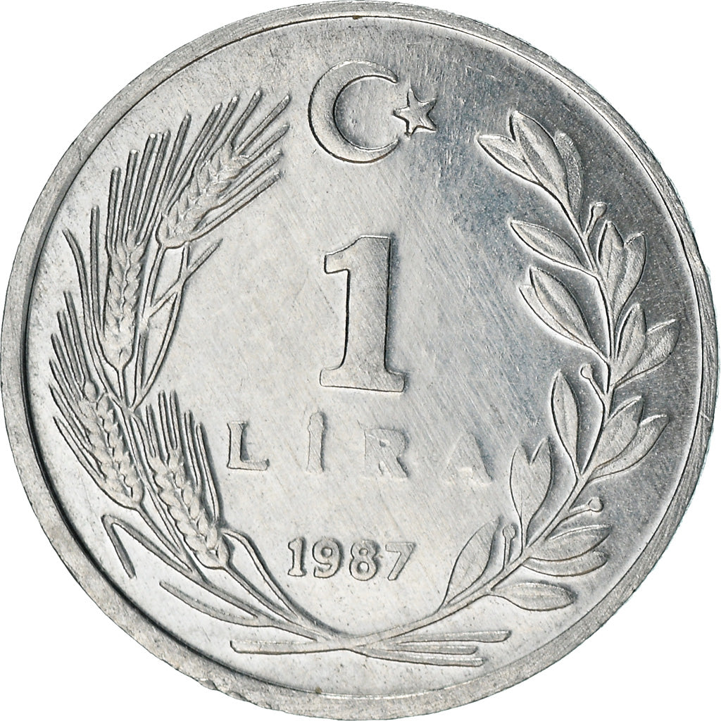 Coin, Turkey, Lira, 1987, AU(55-58), Aluminum, KM:962.2