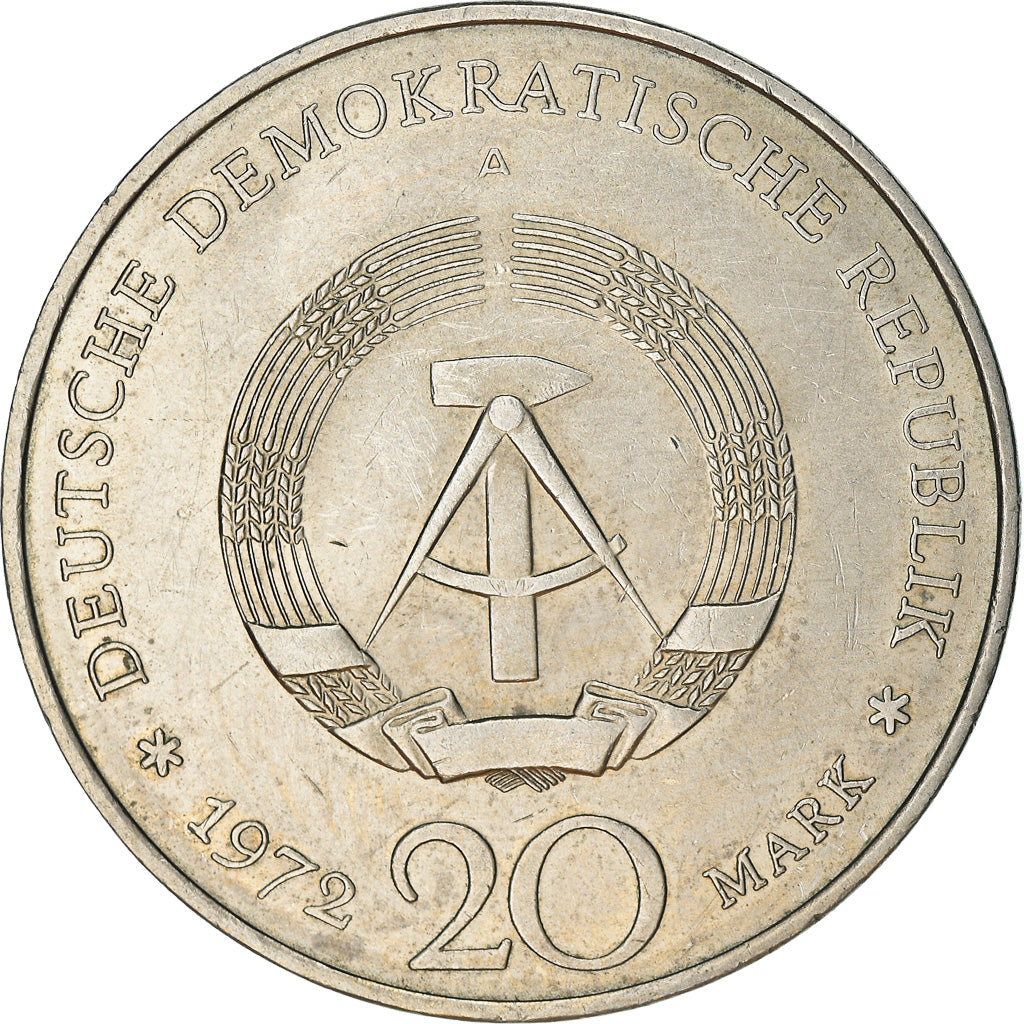 Moneta, NIEMCY - NRD, 20 Mark, 1972, Berlin, EF(40-45), Miedź-Nikiel, KM:40