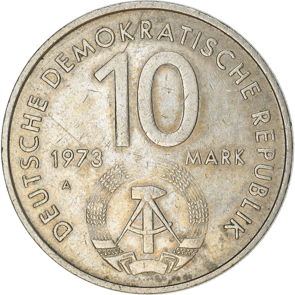 Coin, GERMAN-DEMOCRATIC REPUBLIC, 10 Mark, 1973, Berlin, VF(30-35)