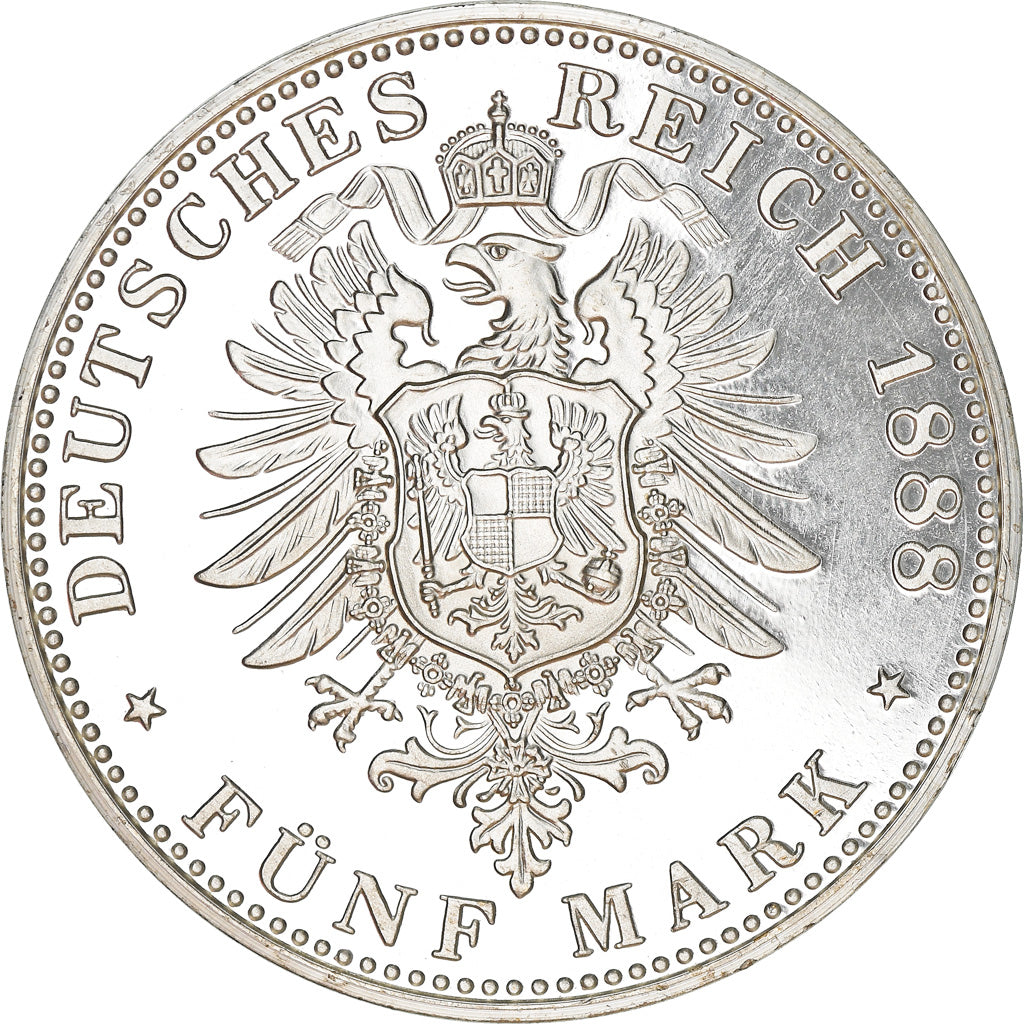 Coin, Prussia, 5 Mark, 1988, Berlin, Restrike, MS(65-70), Silver
