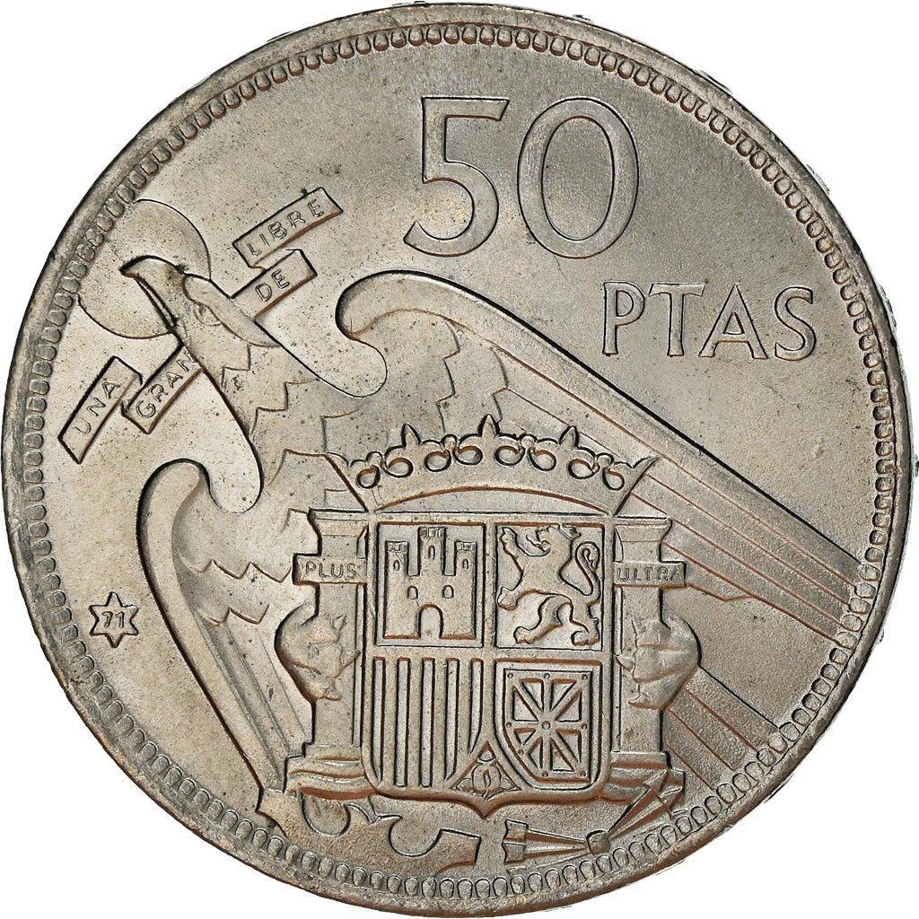 Monnaie, Espagne, Caudillo and regent, 50 Pesetas, 1971, TTB+, Copper-nickel